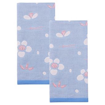 Cotton Geometric Floral Jacquard Hand Towel, 29 x 13 Inch Soft Absorbent Decorative Towel for Room