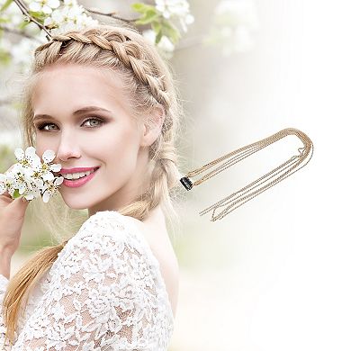 19.7" Colorful Rhinestone Braided Hair Chain for Women 1 Pc