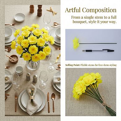 Artificial Plum Blossom Mini Bouquets, H Winter Jasmine with Detachable Flower Heads 5.9"H