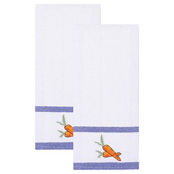 2 Pack Cotton Kitchen Towels, Absorbent Fast-Drying Dish Towel, Embroidered Waffle Dishcloth 15"x25"