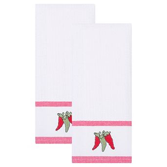 2 Pack Cotton Kitchen Towels, Absorbent Fast-Drying Dish Towel, Embroidered Waffle Dishcloth 15"x25"