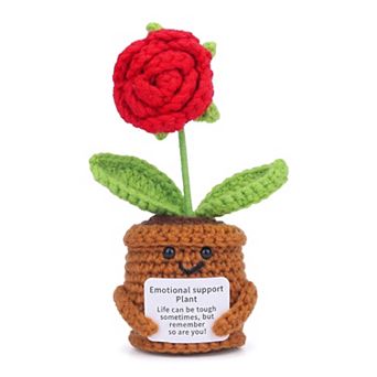 Handmade Crochet Potted Plant Mini Knitted Flower Ornament Tiny Fake Potted Daisy 2.3"L x 4.3"H