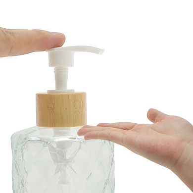 2.91"x6.97" Round Bottom Diamond Pattern Soap Dispenser 11.16oz 1 Pc