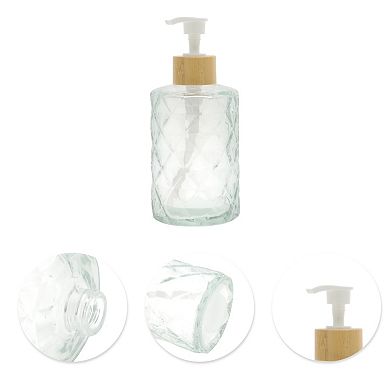 2.91"x6.97" Round Bottom Diamond Pattern Soap Dispenser 11.16oz 1 Pc