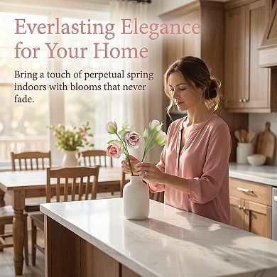 Artificial Roses Bulk 10Pcs, Silk Rose Bouquet with Removable Heads, Faux Flowers 9.4"H