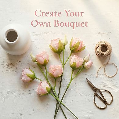 Artificial Roses Bulk 10Pcs, Silk Rose Bouquet with Removable Heads, Faux Flowers 9.4"H