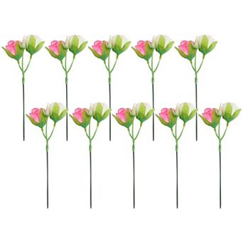 Artificial Roses Bulk 10Pcs, Silk Rose Bouquet with Removable Heads, Faux Flowers 9.4"H