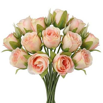 Artificial Roses Bulk 10Pcs, Silk Rose Bouquet with Removable Heads, Faux Flowers 9.4"H
