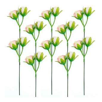 Artificial Roses Bulk 10Pcs, Silk Rose Bouquet with Removable Heads, Faux Flowers 9.4"H