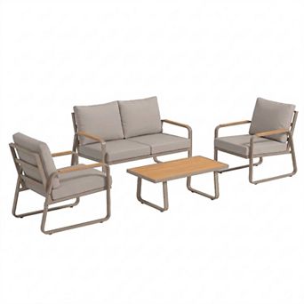Outsunny 4 pc Patio Furniture Set, Outdoor Sofa Set,
