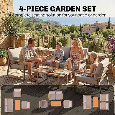 Outsunny 4 Piece Patio Furniture Set, Outdoor Sofa Set,