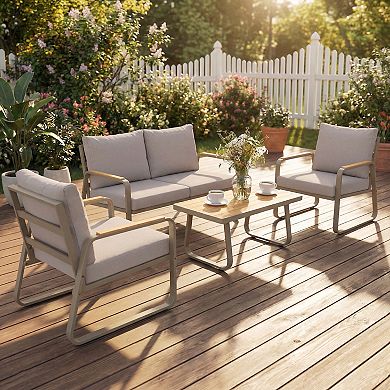Outsunny 4 Piece Patio Furniture Set, Outdoor Sofa Set,