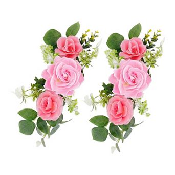Artificial Rose Bouquets, Silk Flowers with Stems, Realistic Faux Floral Arrangements for Decor 13"H