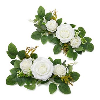 Artificial Rose Bouquets, Silk Flowers with Stems, Realistic Faux Floral Arrangements for Decor 13"H