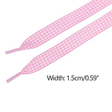 Women's 2 Pairs Flat Two-Tone Checkered 0.6" Wide Shoelaces for Sneakers 39.4"
