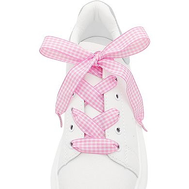 Women's 2 Pairs Flat Two-Tone Checkered 0.6" Wide Shoelaces for Sneakers 39.4"