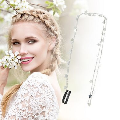 19.7" Butterfly Braided Hair Chain for Women 1 Pcs Silver One Pc NO SIZE