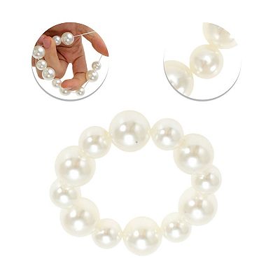 1Pc Pearls Hair Elastic Band Beige