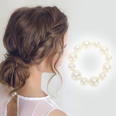 1Pc Pearls Hair Elastic Band Beige