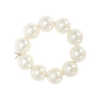 0.71" 1 pc Grace Pearls Hair Elastic Band Beige