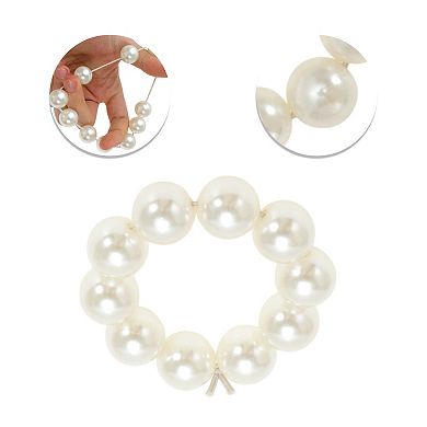 0.71" 1Pc Grace Pearls Hair Elastic Band Beige
