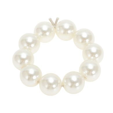 0.71" 1Pc Grace Pearls Hair Elastic Band Beige