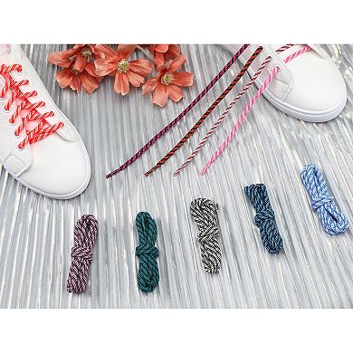 Two-Color Twill Dot Striped Round Shoelaces 2 Pairs for Martin Boots 39.4"