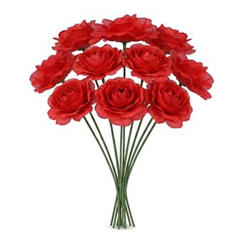 Artificial Roses Silk Rose Flowers with Detachable Heads, DIY Crafts Wedding Home Party 5.9"H