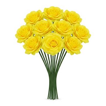 Artificial Roses Silk Rose Flowers with Detachable Heads, DIY Crafts Wedding Home Party 5.9"H