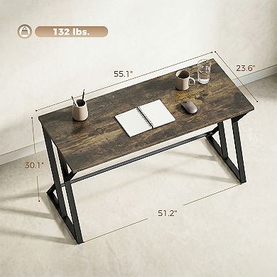 HOMCOM 55 Inch Computer Desk, Industrial Writing Desk with Z-Shaped Leg