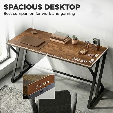 HOMCOM 55 Inch Computer Desk, Industrial Writing Desk with Z-Shaped Leg
