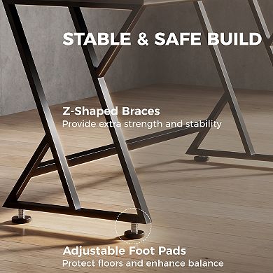 HOMCOM 55 Inch Computer Desk, Industrial Writing Desk with Z-Shaped Leg