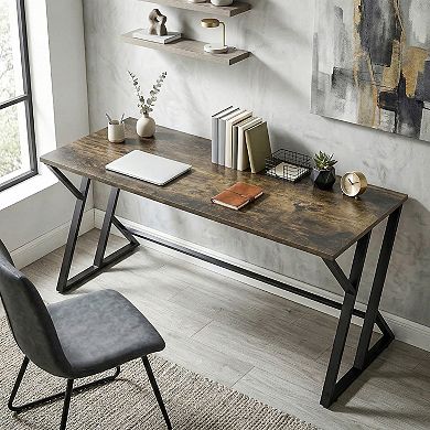 HOMCOM 55 Inch Computer Desk, Industrial Writing Desk with Z-Shaped Leg
