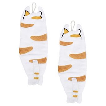 Cute Animal-Shaped Hanging Hand Towels, Super Absorbent Soft Coral Fleece Towels 13"x6"