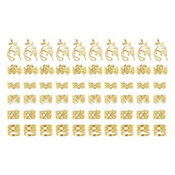 Hollow 6 Styles Hair Cuffs Dreadlock Gold Tone 60 pc
