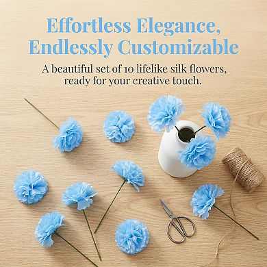 Large Artificial Carnation Bouquets, Silk Carnations with Detachable Flower Heads 5.9"H