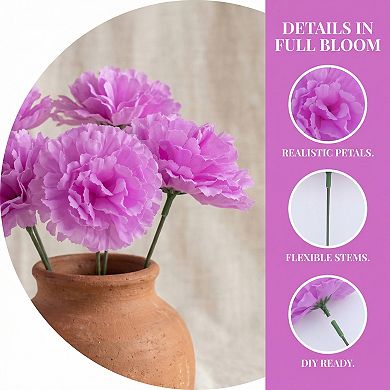 Large Artificial Carnation Bouquets, Silk Carnations with Detachable Flower Heads 5.9"H