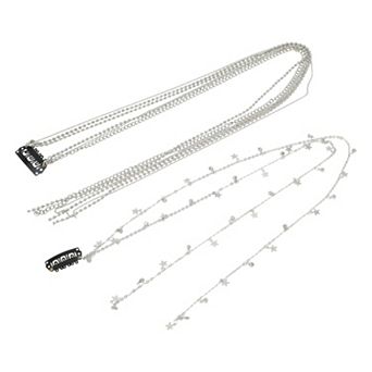 19.7" Star Braided Hair Chain for Women 2 pc Silver
