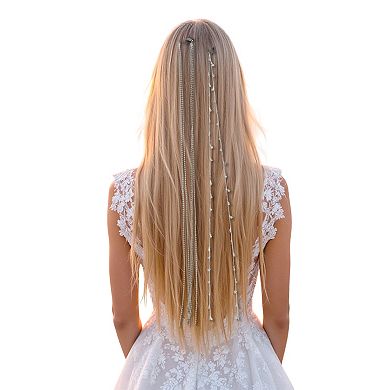 19.7" Star Braided Hair Chain for Women 2 Pcs Silver