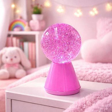 7" x 4" Pink Glitter Globe USB Table Lamp