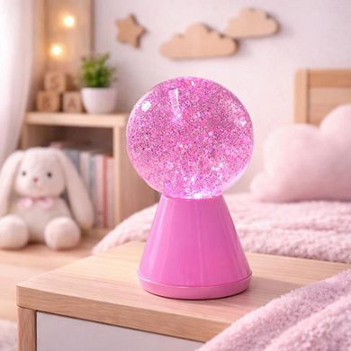 7" x 4" Pink Glitter Globe USB Table Lamp