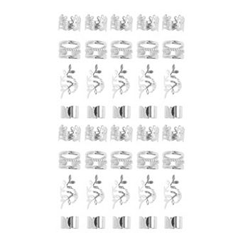40 pc Hollow Different Style Hair Cuffs Dreadlock Silver Tone
