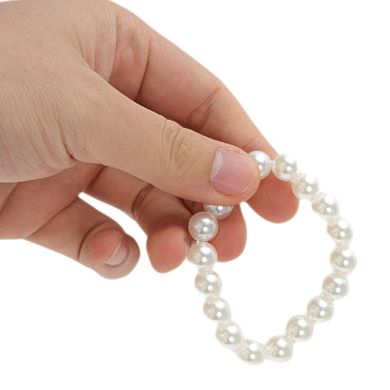 1Pc Elegant Pearls Hair Elastic Band 0.39" Beige