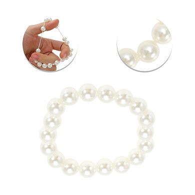 1Pc Elegant Pearls Hair Elastic Band 0.39" Beige