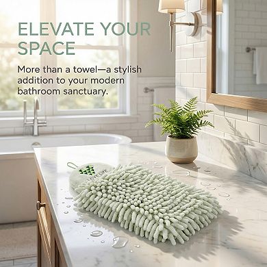 Fluffy Chenille Hanging Hand Towel Ultra-Soft Absorbent Quick Dry Decorative Towel 1 Pack 4" x 10"