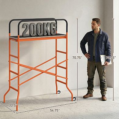 HOMCOM Scaffolding Work Platform, Rolling Scaffolding with Wheels