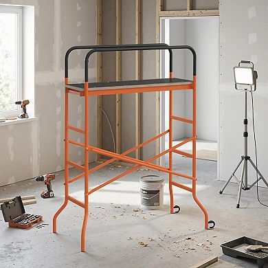 HOMCOM Scaffolding Work Platform, Rolling Scaffolding with Wheels