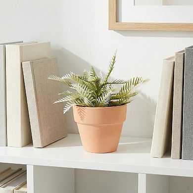 Artificial Sago Palm Plant in Ceramic Pot, Small Fake Potted Cycas Tree Office Home Decor 6.3"H