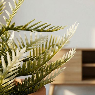 Artificial Sago Palm Plant in Ceramic Pot, Small Fake Potted Cycas Tree Office Home Decor 6.3"H