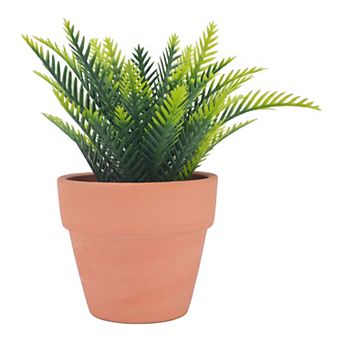 Artificial Sago Palm Plant in Ceramic Pot, Small Fake Potted Cycas Tree Office Home Decor 6.3"H